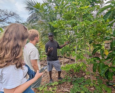 Visitors touring the farm